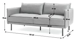 Habitat Moore Leather 3 Seater Sofa - Dark Grey -Sofa Discount Store 1159455 R E001