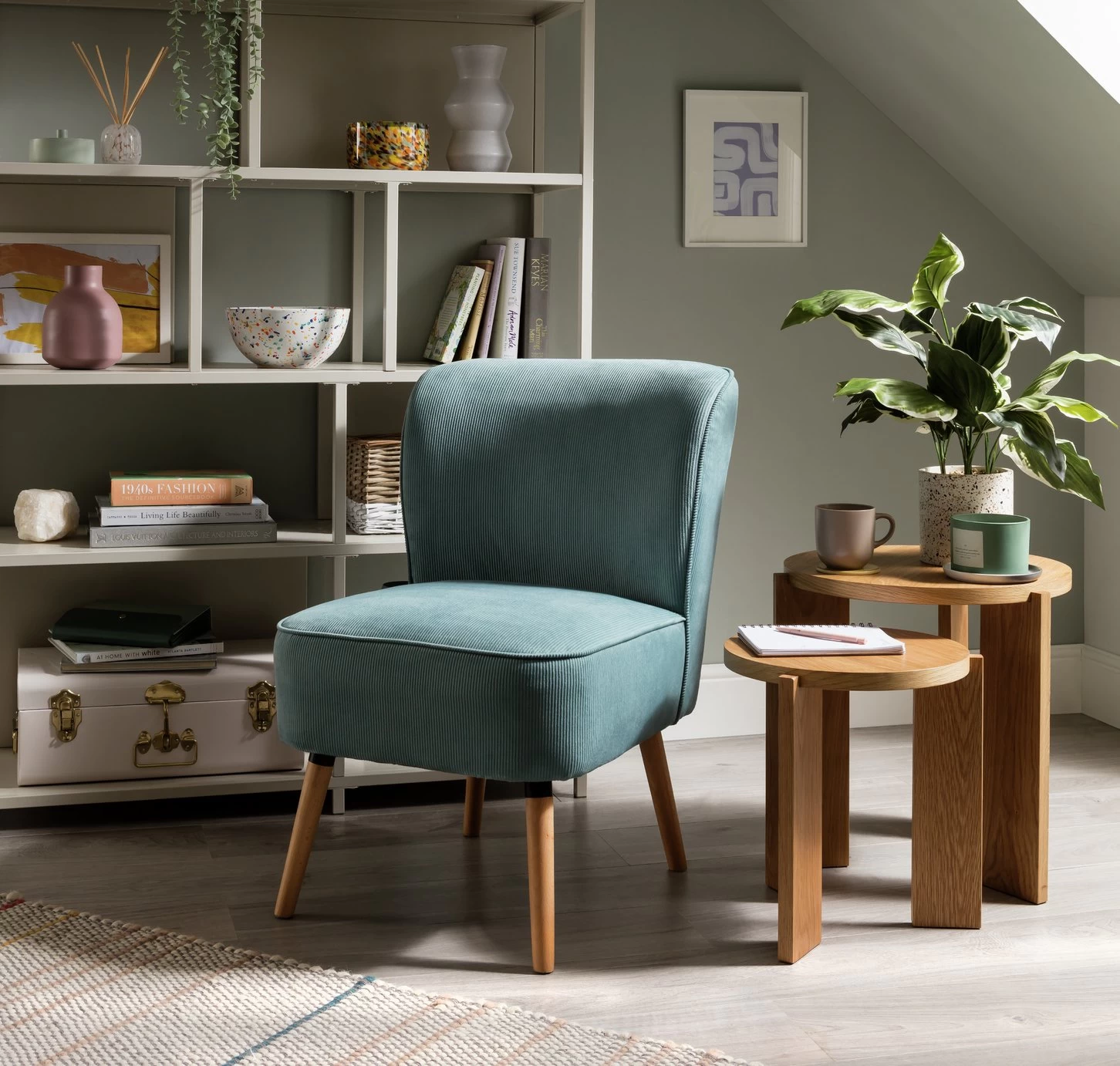 Habitat Eppy Fabric Accent Chair - Blue 4 Habitat Eppy Fabric Accent Chair - Blue - Image 2