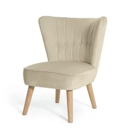 Habitat Alexis Velvet Cocktail Chair - Cream -Sofa Discount Store 1341294 R Z002A