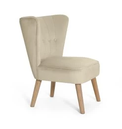 Habitat Alexis Velvet Cocktail Chair - Cream -Sofa Discount Store 1341294 R Z004A
