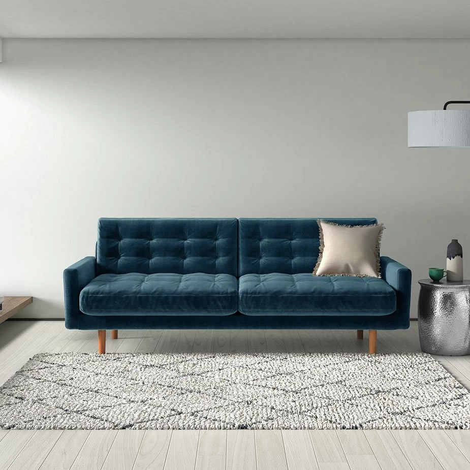 Habitat Fenner Velvet 3 Seater Sofa - Moss Green 4 Habitat Fenner Velvet 3 Seater Sofa - Moss Green - Image 2