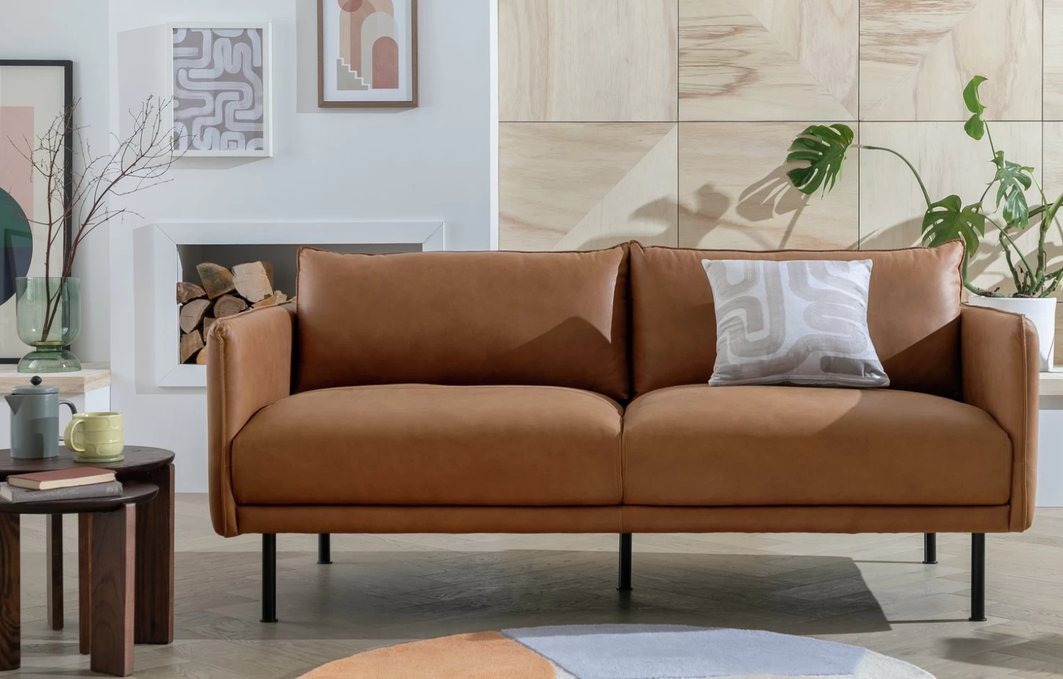 Habitat Moore Leather 3 Seater Sofa - Tan 4 Habitat Moore Leather 3 Seater Sofa - Tan - Image 2