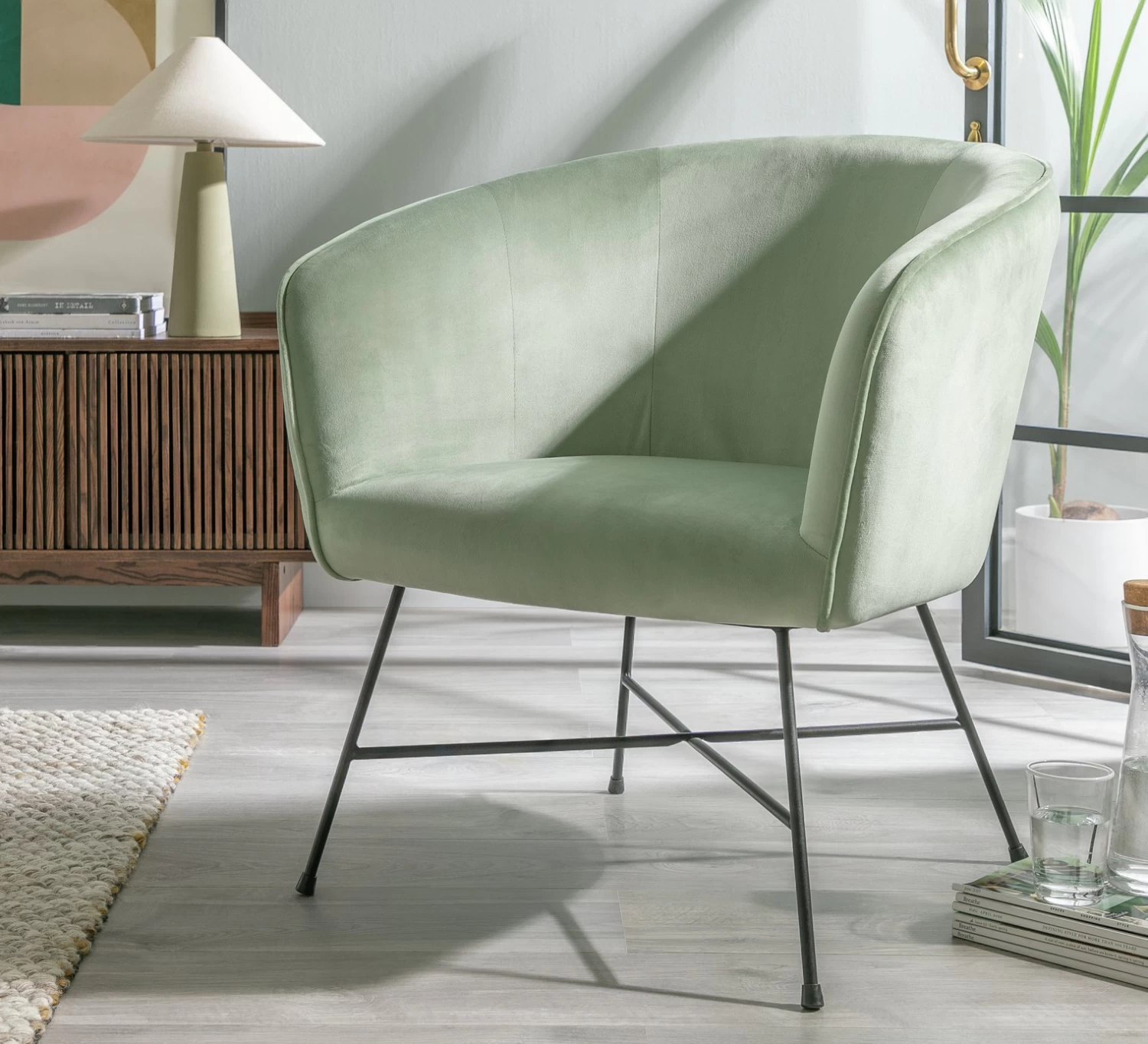 Habitat Jax Metal Accent Chair - Mint Green 4 Habitat Jax Metal Accent Chair - Mint Green - Image 2