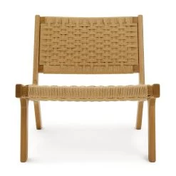 Habitat Faro Woven Paper Rope And Oak Accent Chair - Natural -Sofa Discount Store 1950991 R Z001A