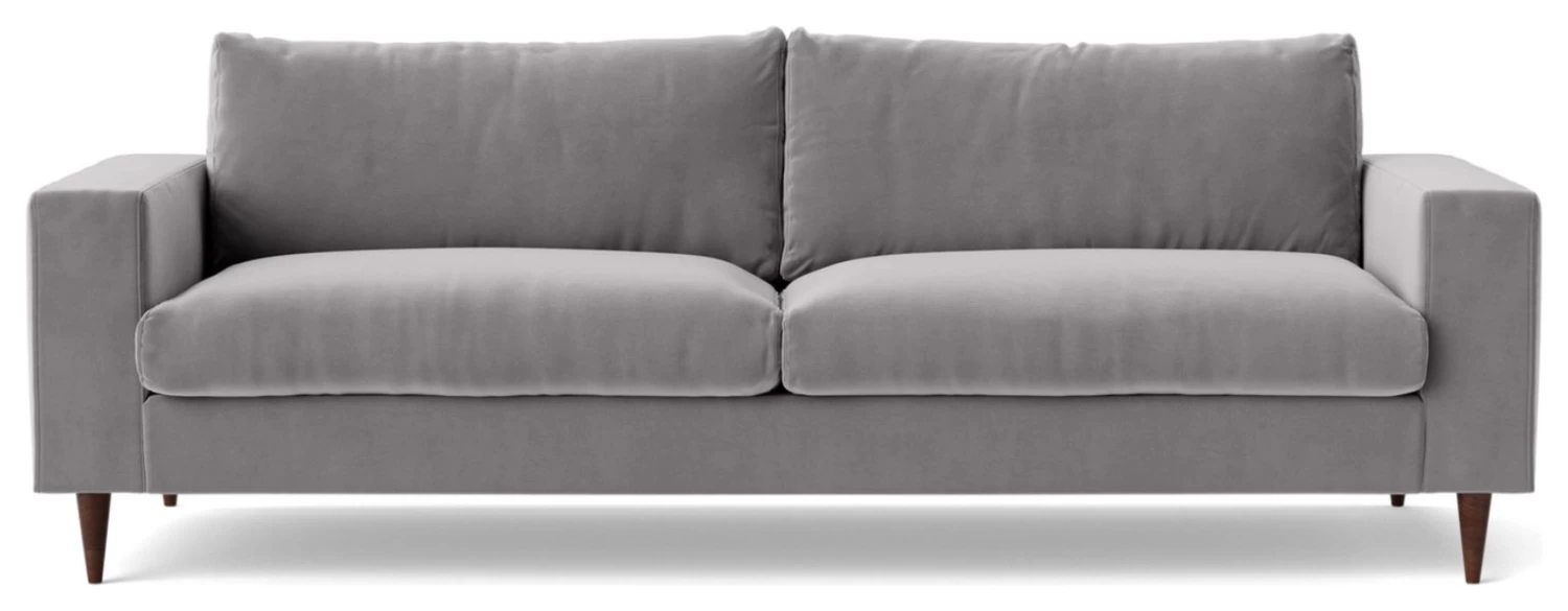 Swoon Evesham Velvet 3 Seater Sofa - Silver Grey 3 Swoon Evesham Velvet 3 Seater Sofa - Silver Grey