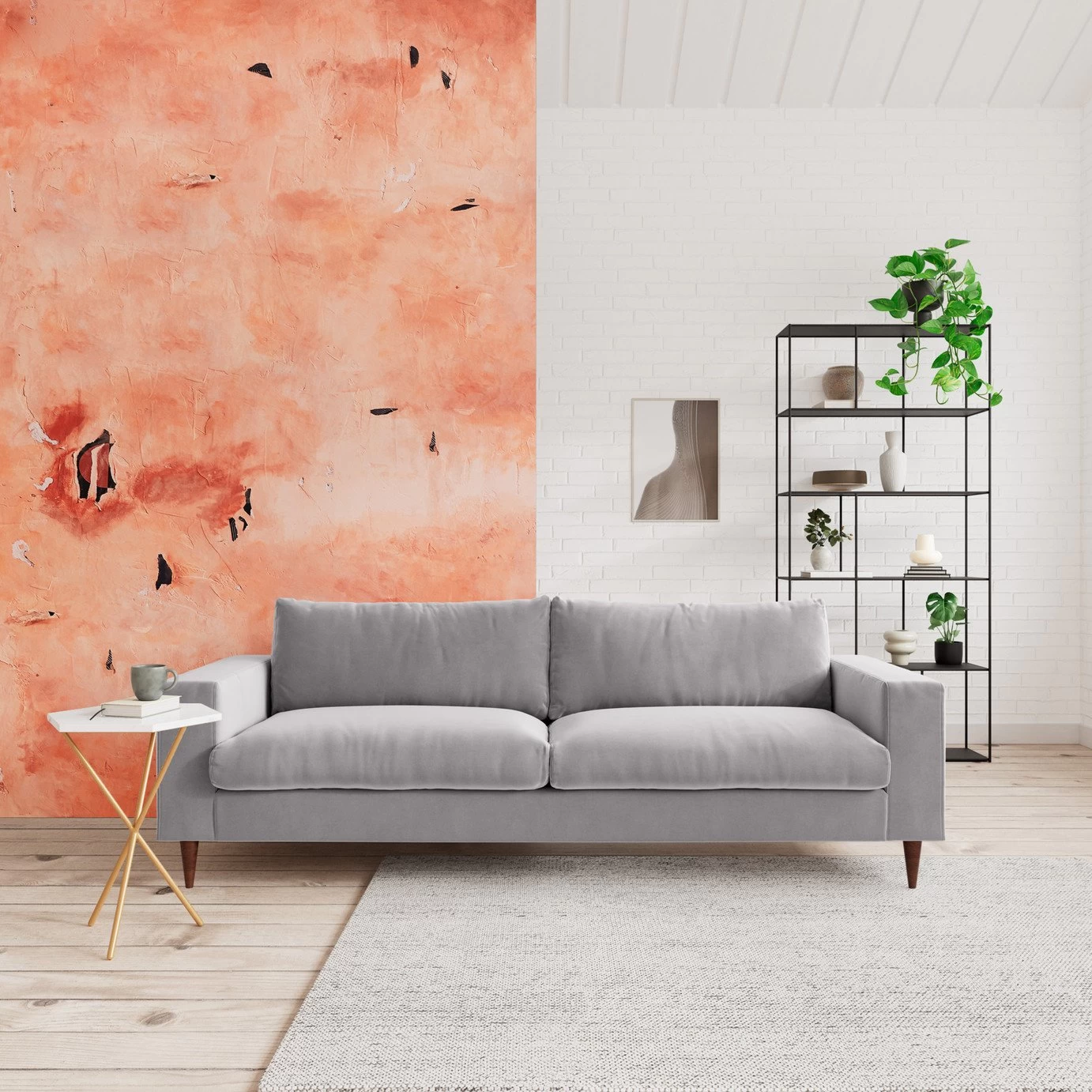 Swoon Evesham Velvet 3 Seater Sofa - Silver Grey 5 Swoon Evesham Velvet 3 Seater Sofa - Silver Grey - Image 3