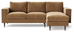 Swoon Evesham Velvet Right Hand Corner Sofa - Biscuit -Sofa Discount Store 1971004 R Z003A