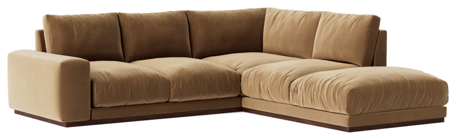 Swoon Denver Velvet Right Hand Corner Sofa - Biscuit 3 Swoon Denver Velvet Right Hand Corner Sofa - Biscuit