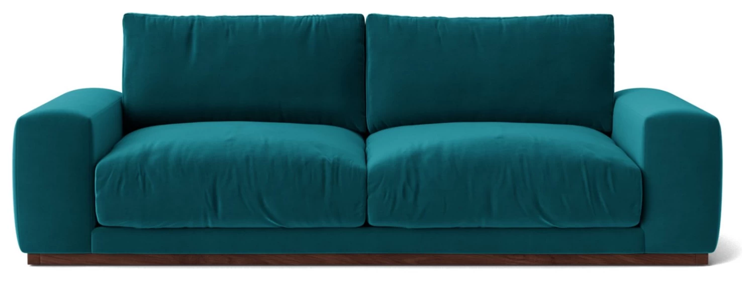 Swoon Denver Velvet 3 Seater Sofa- Kingfisher Blue 3 Swoon Denver Velvet 3 Seater Sofa- Kingfisher Blue