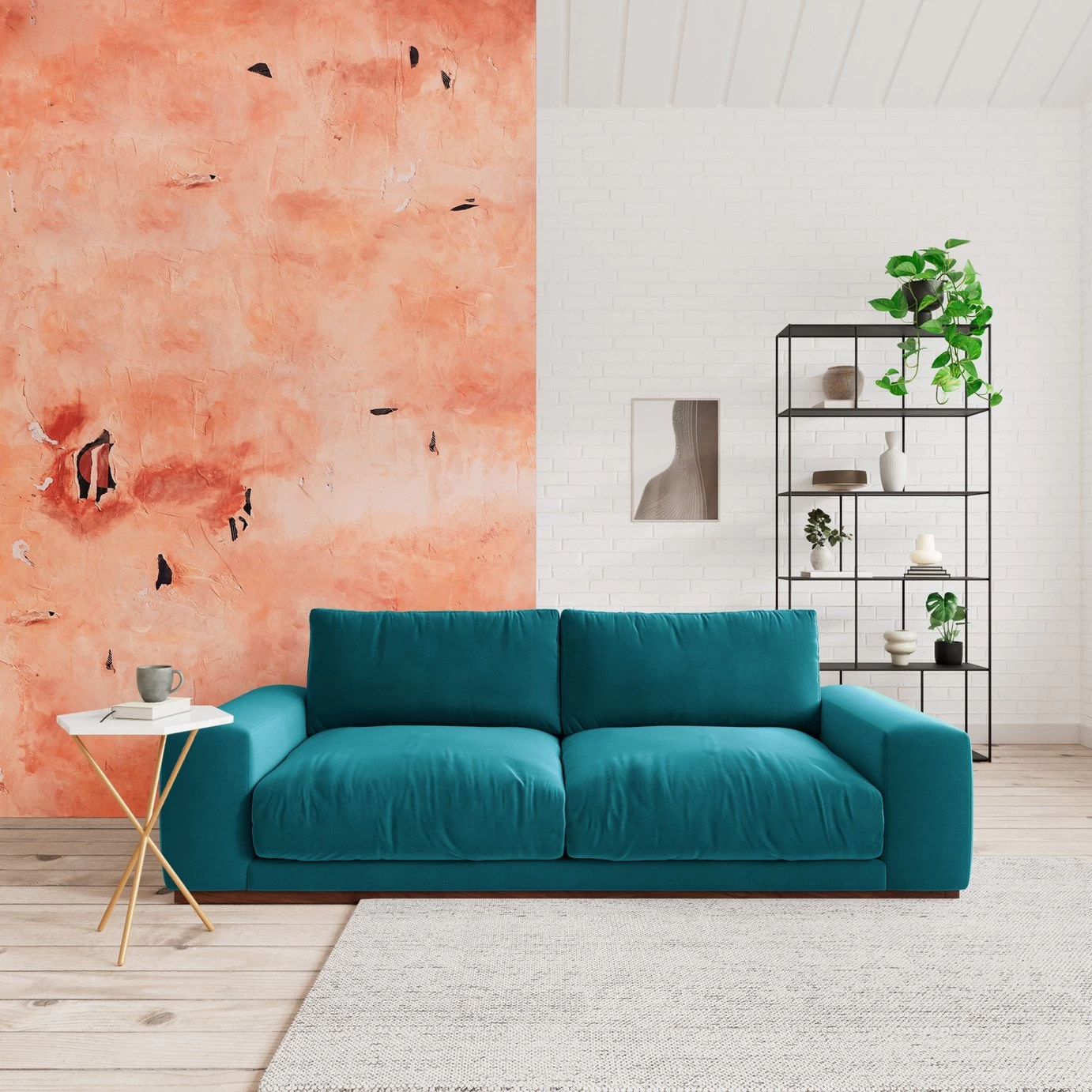 Swoon Denver Velvet 3 Seater Sofa- Kingfisher Blue 5 Swoon Denver Velvet 3 Seater Sofa- Kingfisher Blue - Image 3