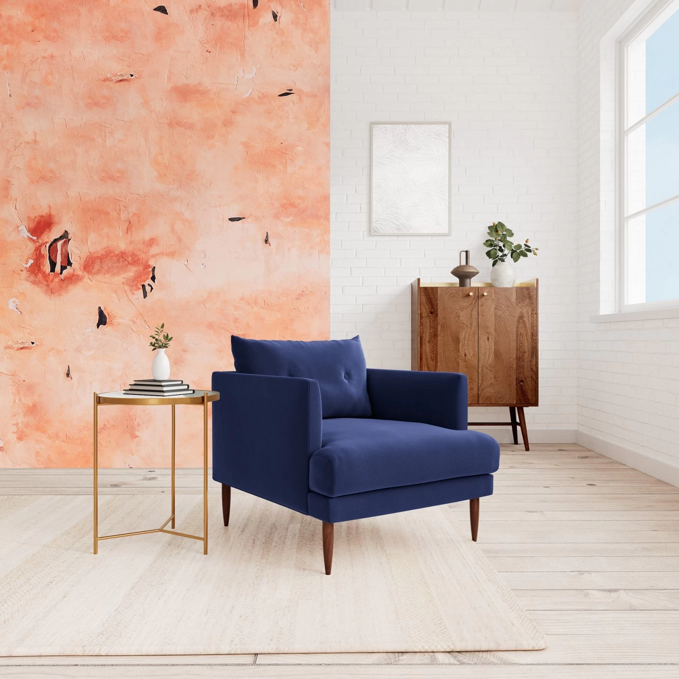 Swoon Kalmar Velvet Armchair - Ink Blue 4 Swoon Kalmar Velvet Armchair - Ink Blue - Image 2