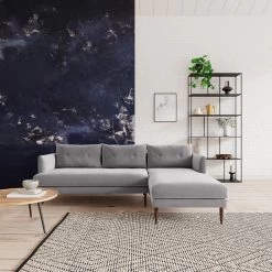 Swoon Kalmar Velvet Right Hand Corner Sofa - Silver Grey -Sofa Discount Store 1973239 R Z001C