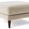Swoon Turin Velvet Ottoman Footstool - Taupe -Sofa Discount Store 1990638 R Z001A