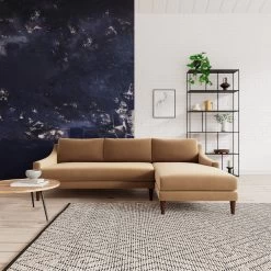 Swoon Turin Velvet Right Hand Corner Sofa - Biscuit 10 Swoon Turin Velvet Right Hand Corner Sofa - Biscuit -Sofa Discount Store 1991527 R Z001C