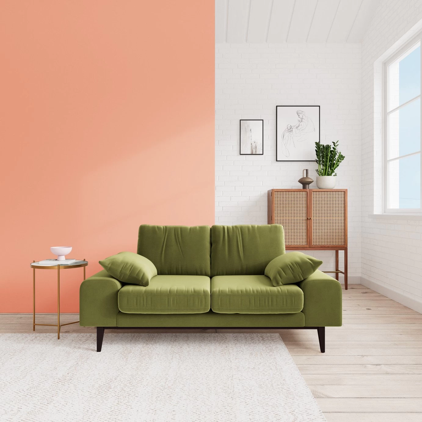 Swoon Tulum Velvet 2 Seater Sofa - Fern Green 4 Swoon Tulum Velvet 2 Seater Sofa - Fern Green - Image 2