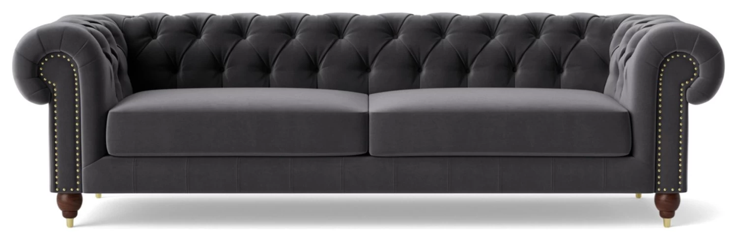 Swoon Winston Velvet 4 Seater Sofa - Granite Grey 3 Swoon Winston Velvet 4 Seater Sofa - Granite Grey