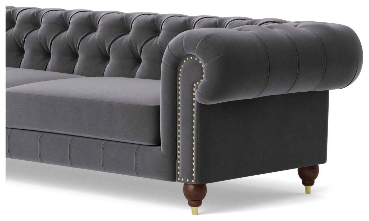Swoon Winston Velvet 4 Seater Sofa - Granite Grey 8 Swoon Winston Velvet 4 Seater Sofa - Granite Grey - Image 6