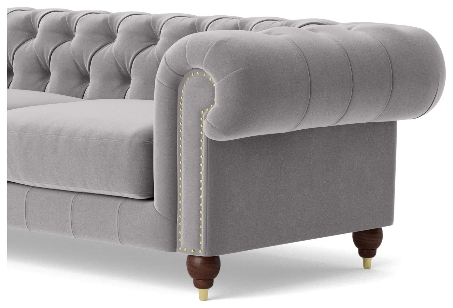 Swoon Winston Velvet 3 Seater Sofa - Silver Grey 8 Swoon Winston Velvet 3 Seater Sofa - Silver Grey - Image 6