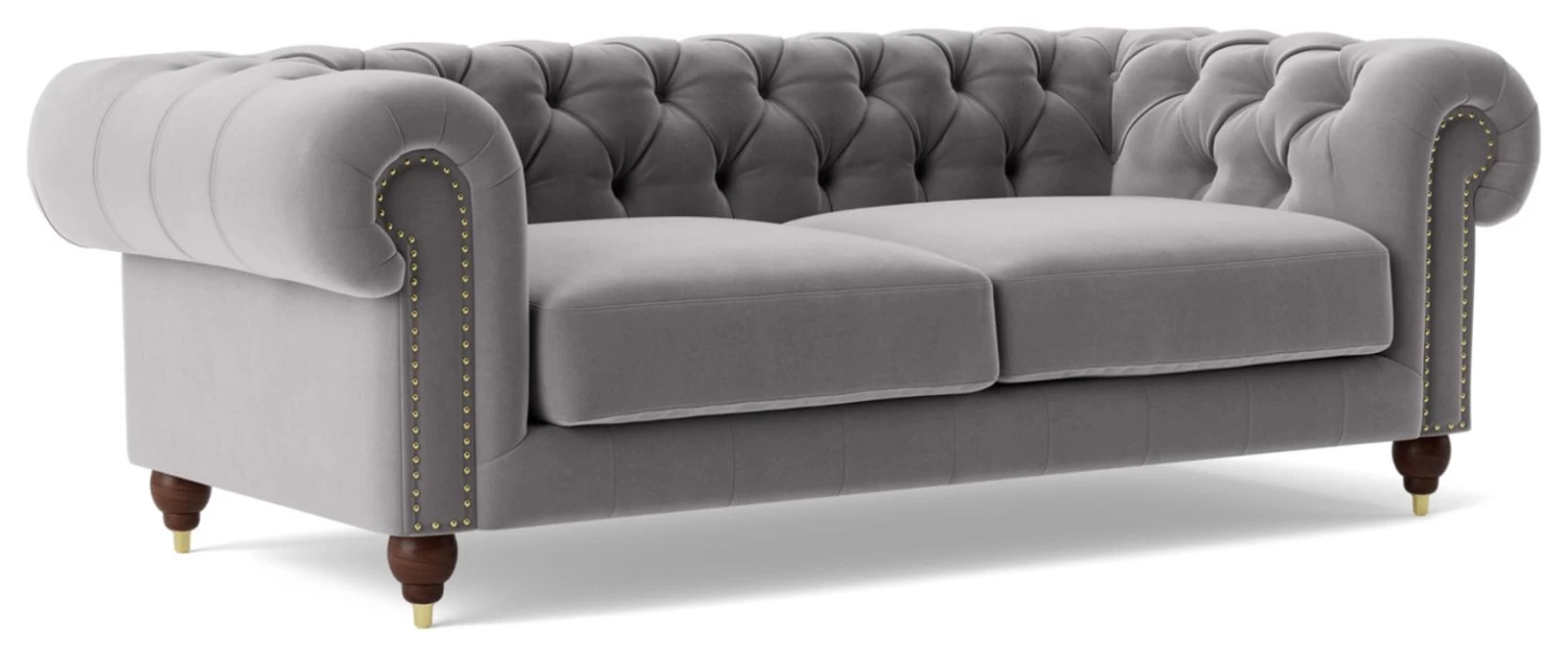 Swoon Winston Velvet 3 Seater Sofa - Silver Grey 10 Swoon Winston Velvet 3 Seater Sofa - Silver Grey - Image 8