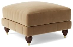 Swoon Winston Velvet Ottoman Footstool - Biscuit -Sofa Discount Store 1995389 R Z003A