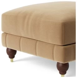 Swoon Winston Velvet Ottoman Footstool - Biscuit -Sofa Discount Store 1995389 R Z004A
