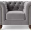 Swoon Winston Velvet Armchair - Silver Grey -Sofa Discount Store 1995554 R Z001A