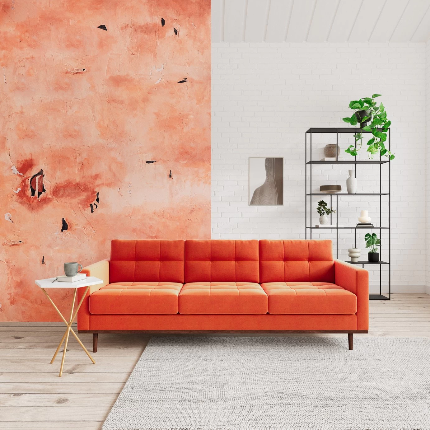 Swoon Berlin Velvet 3 Seater Sofa - Burnt Orange 4 Swoon Berlin Velvet 3 Seater Sofa - Burnt Orange - Image 2