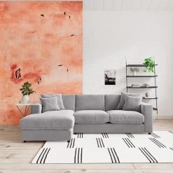 Swoon Althaea Velvet Left Hand Corner Sofa - Silver Grey -Sofa Discount Store 1997459 R Z001C