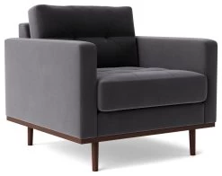 Swoon Berlin Velvet Armchair - Granite Grey -Sofa Discount Store 1997899 R Z004A