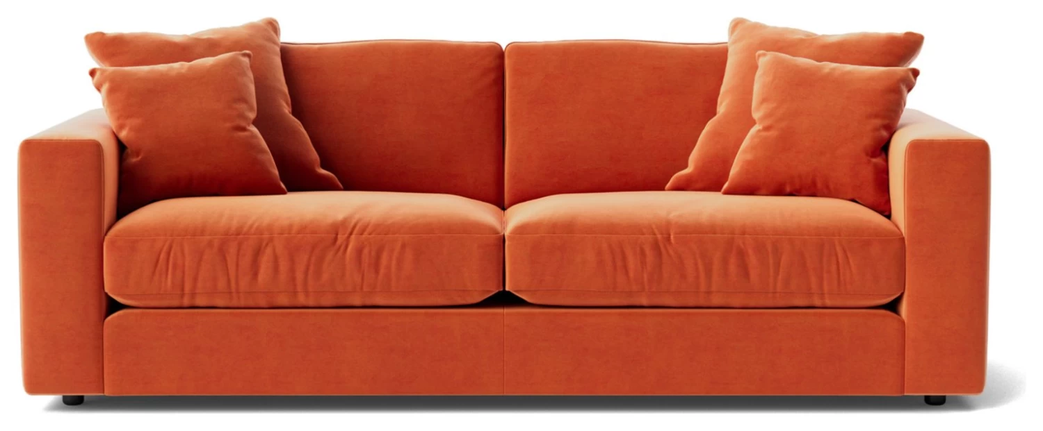 Swoon Althaea Velvet 3 Seater Sofa - Burnt Orange 3 Swoon Althaea Velvet 3 Seater Sofa - Burnt Orange