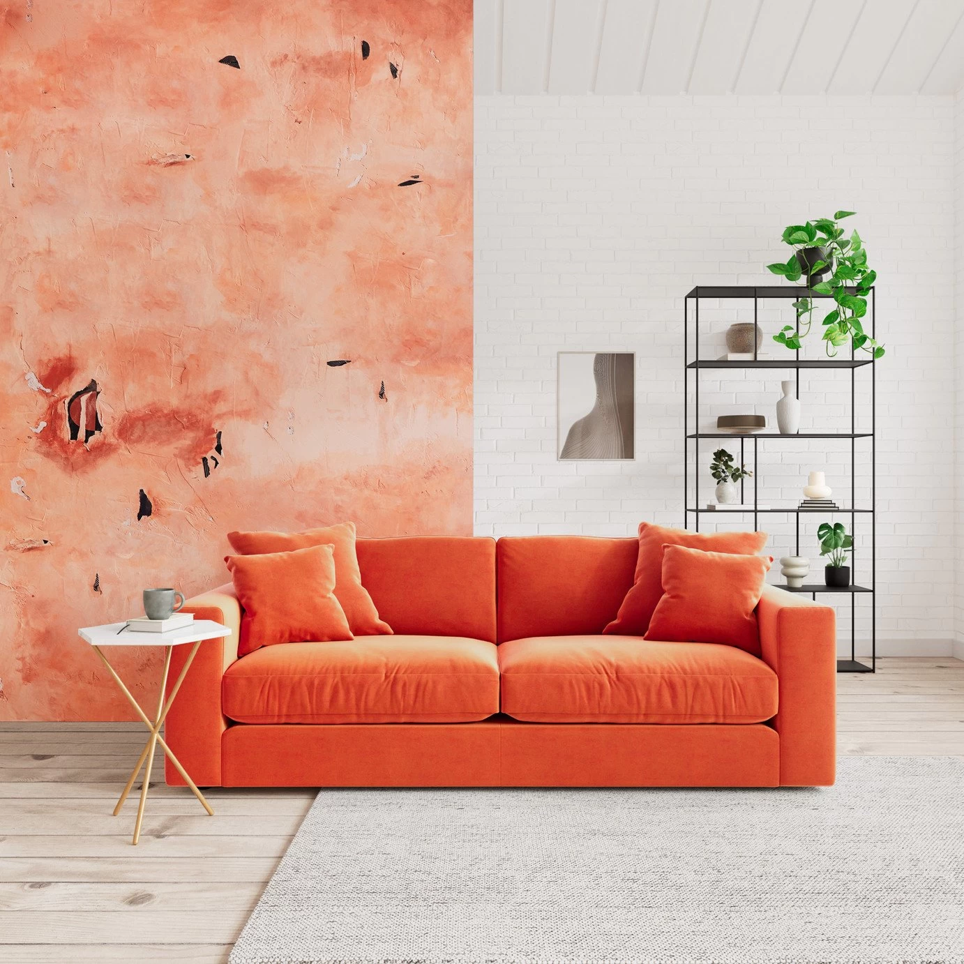 Swoon Althaea Velvet 3 Seater Sofa - Burnt Orange 4 Swoon Althaea Velvet 3 Seater Sofa - Burnt Orange - Image 2