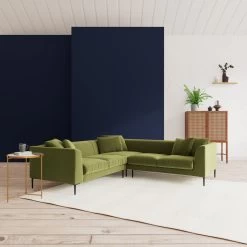 Swoon Alena Velvet 5 Seater Corner Sofa - Fern Green -Sofa Discount Store 1999471 R Z001C