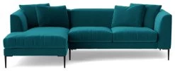 Swoon Alena Velvet Left Hand Corner Sofa - Kingfisher Blue -Sofa Discount Store 1999835 R Z003A
