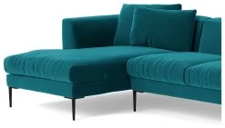 Swoon Alena Velvet Left Hand Corner Sofa - Kingfisher Blue -Sofa Discount Store 1999835 R Z004A