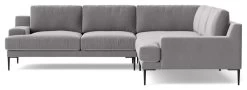 Swoon Almera Velvet 5 Seater Corner Sofa - Silver Grey -Sofa Discount Store 2000778 R Z003A