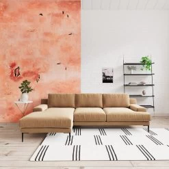 Swoon Almera Velvet Left Hand Corner Sofa - Biscuit -Sofa Discount Store 2000833 R Z001C