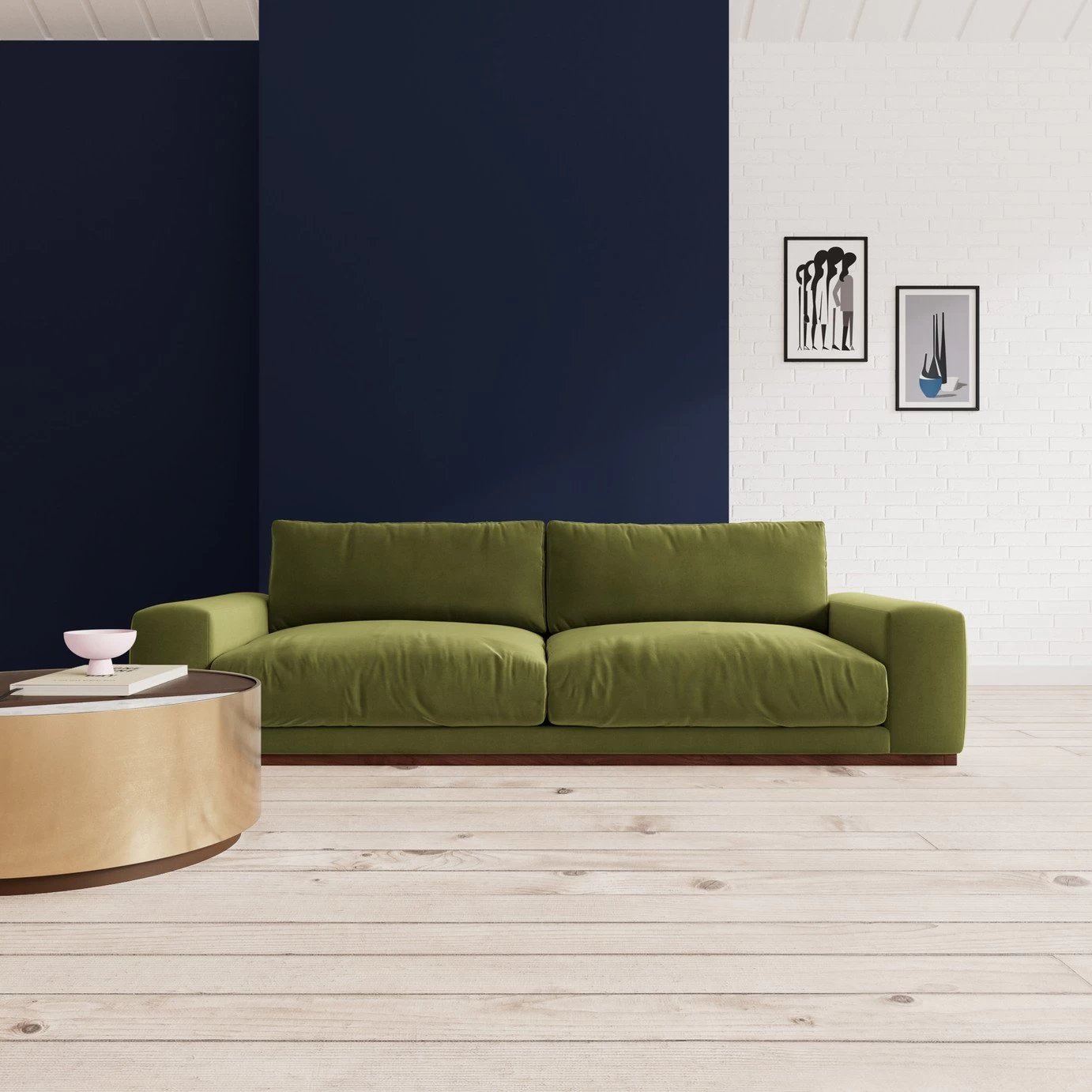 Swoon Denver Velvet 4 Seater Sofa - Fern Green 4 Swoon Denver Velvet 4 Seater Sofa - Fern Green - Image 2