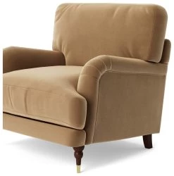 Swoon Charlbury Velvet Armchair - Biscuit -Sofa Discount Store 2003816 R Z004A