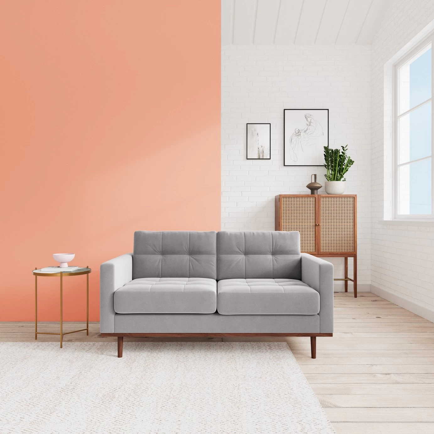 Swoon Berlin Velvet 2 Seater Sofa - Silver Grey 4 Swoon Berlin Velvet 2 Seater Sofa - Silver Grey - Image 2