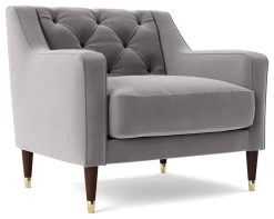 Swoon Pritchard Velvet Armchair - Silver Grey -Sofa Discount Store 2007795 R Z002A