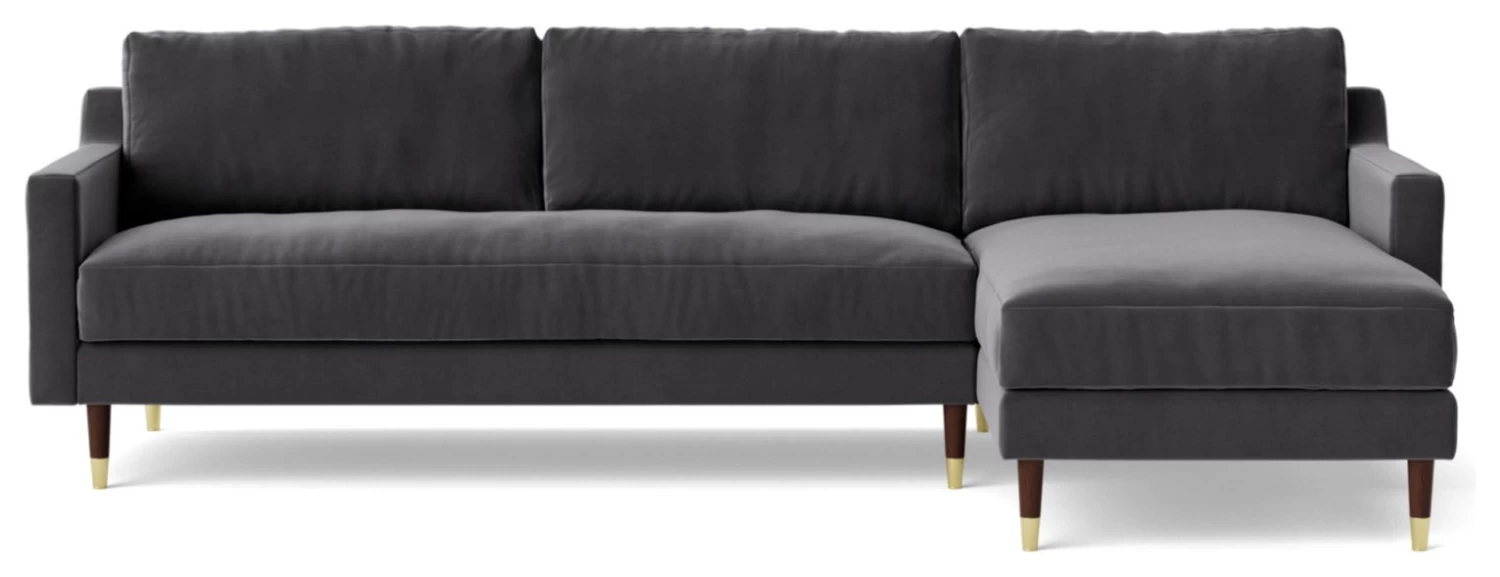 Swoon Rieti Velvet Right Hand Corner Sofa - Granite Grey 7 Swoon Rieti Velvet Right Hand Corner Sofa - Granite Grey - Image 5
