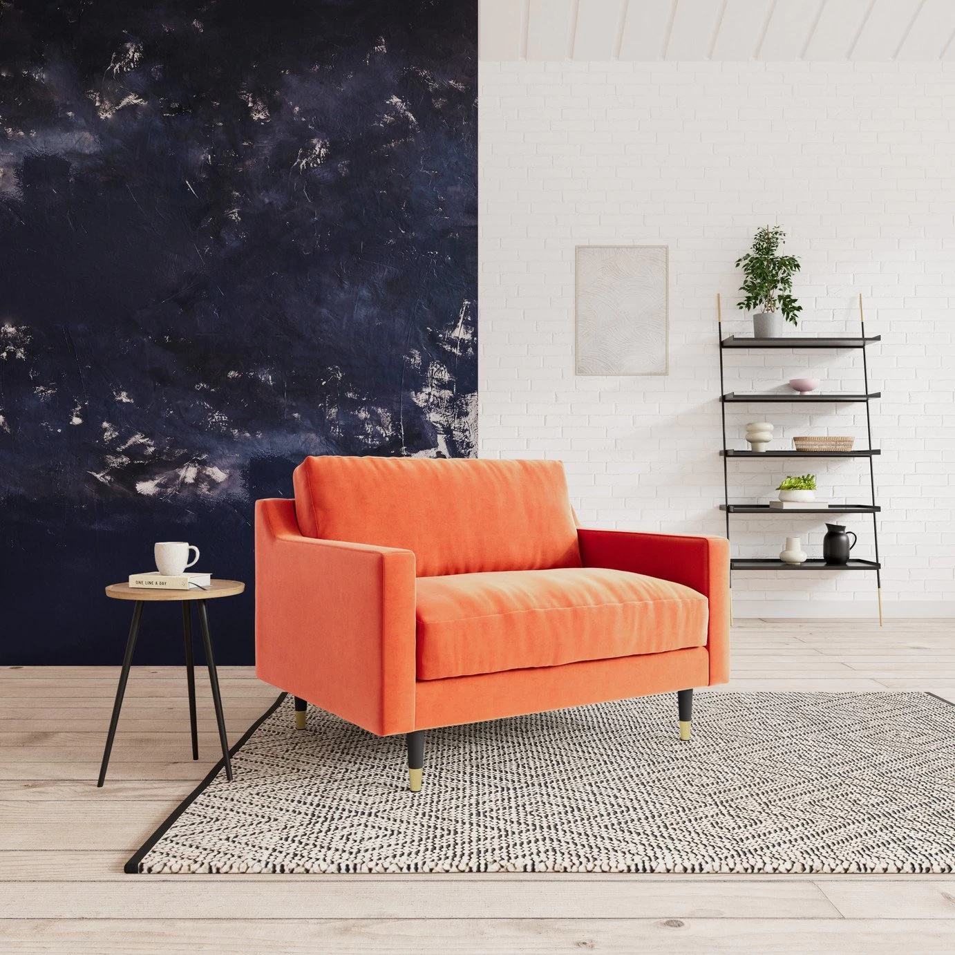Swoon Rieti Velvet Cuddle Chair - Burnt Orange 4 Swoon Rieti Velvet Cuddle Chair - Burnt Orange - Image 2