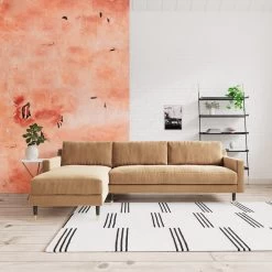 Swoon Rieti Velvet Left Hand Corner Sofa - Biscuit 11 Swoon Rieti Velvet Left Hand Corner Sofa - Biscuit -Sofa Discount Store 2009676 R Z001C