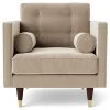 Swoon Porto Velvet Armchair - Taupe -Sofa Discount Store 2011633 R Z001A