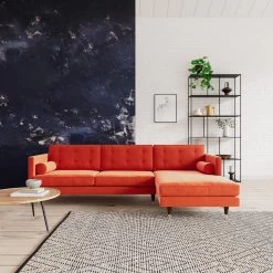 Swoon Porto Velvet Right Hand Corner Sofa - Burnt Orange -Sofa Discount Store 2013071 R Z001C