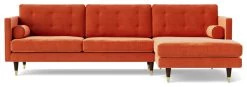 Swoon Porto Velvet Right Hand Corner Sofa - Burnt Orange -Sofa Discount Store 2013071 R Z003A