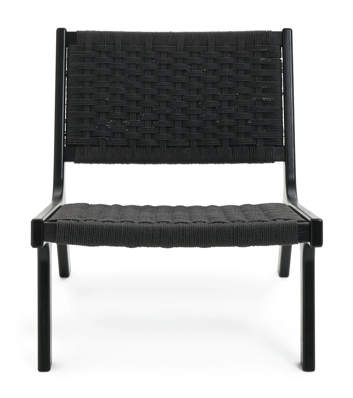 Habitat Faro Woven Paper Rope And Oak Accent Chair - Black 7 Habitat Faro Woven Paper Rope And Oak Accent Chair - Black - Image 5
