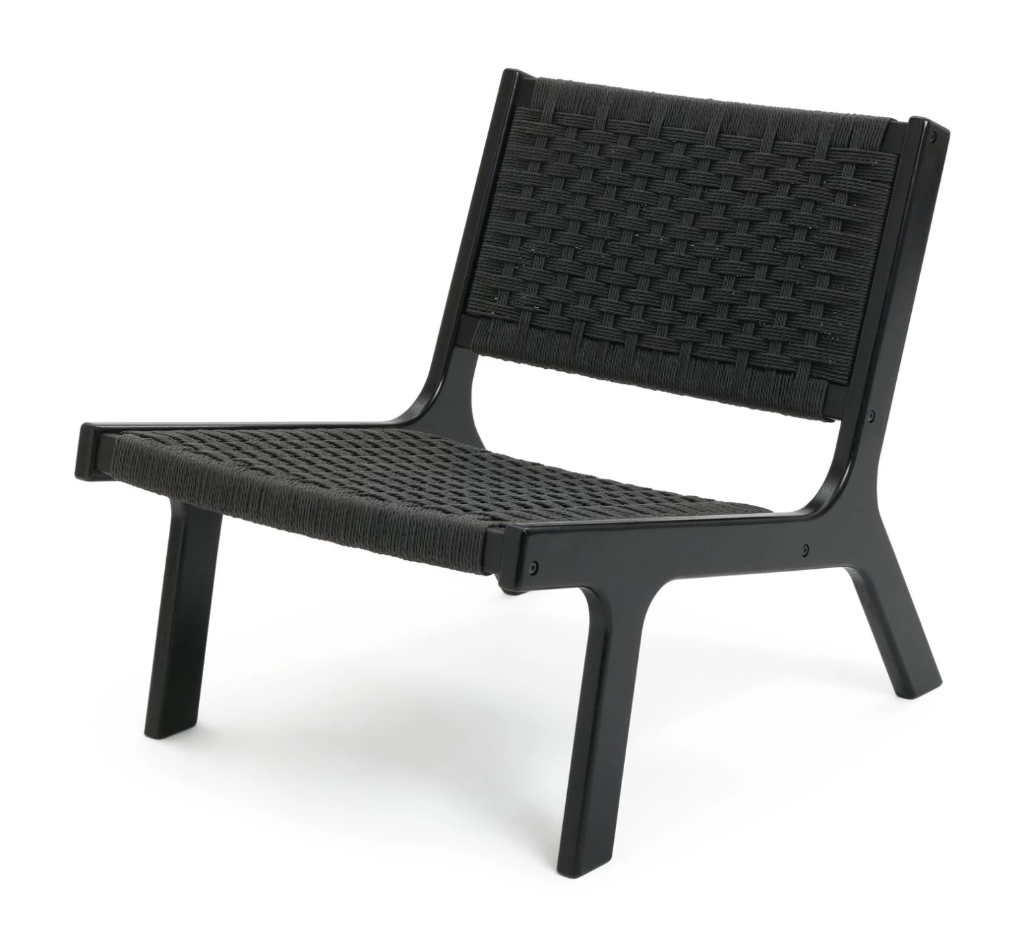 Habitat Faro Woven Paper Rope And Oak Accent Chair - Black 3 Habitat Faro Woven Paper Rope And Oak Accent Chair - Black