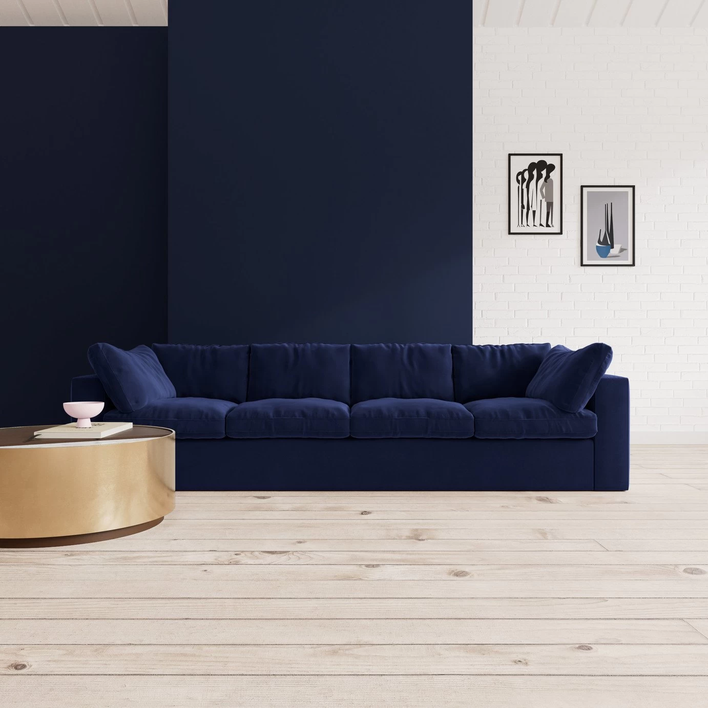 Swoon Seattle Velvet 4 Seater Sofa - Ink Blue 4 Swoon Seattle Velvet 4 Seater Sofa - Ink Blue - Image 2