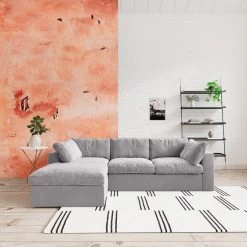 Swoon Seattle Velvet Left Hand Corner Sofa - Silver Grey -Sofa Discount Store 2017792 R Z001C